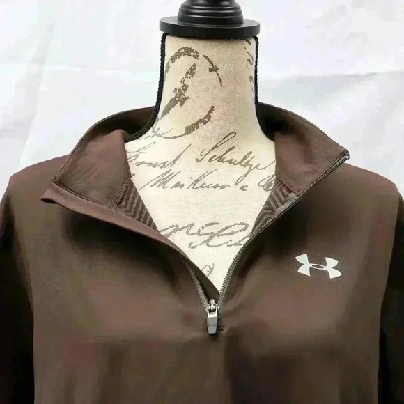 Under Armour Size XL brown fitted 1/4 zip mock neck athletic jacket - Picture 5 of 9